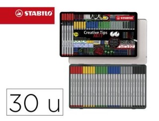 stabilo estuche metal creative tips - arty line classic 30 uds.1 ud. c/punta 48,44,36,32,95 y 46. no