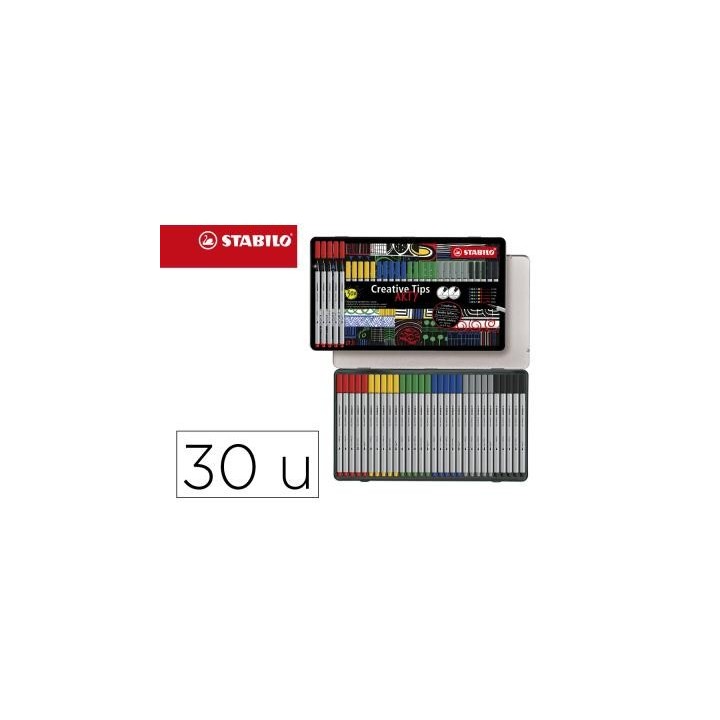 stabilo estuche metal creative tips - arty line classic 30 uds.1 ud. c/punta 48,44,36,32,95 y 46. no