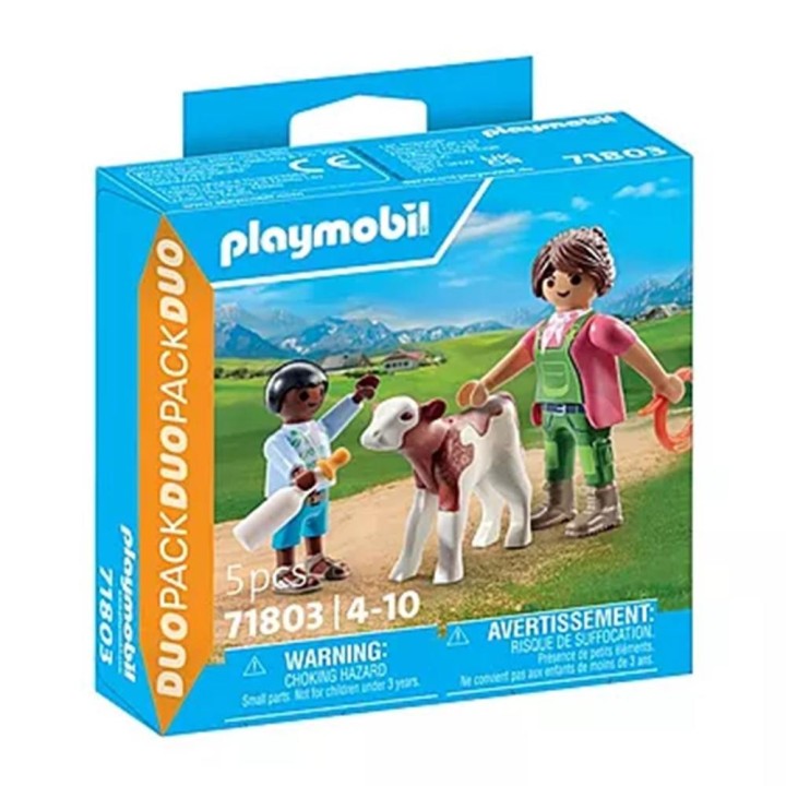 playmobil playmobil -  granjera con ternero