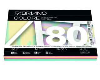 fabriano paquete 250 hojas a4 80g colores surtidos pastel (50 hojas x color) fabriano f62521297