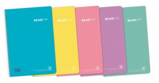 enri cuaderno espiral + tp fo 80h 4x4 c/m - surtido pastel enri 400150287  pack: 5 unidades
