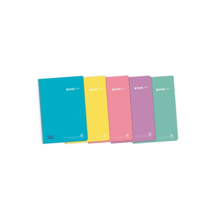 enri cuaderno espiral + tp fo 80h 4x4 c/m - surtido pastel enri 400150287  pack: 5 unidades