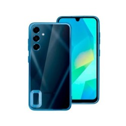 funda cool samsung galaxy a16 azul transaparente borde metalizado