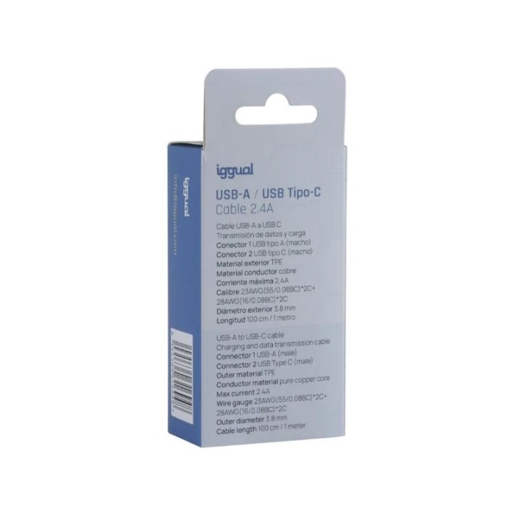 iggual cable usb-a/usb-c 100 cm blanco