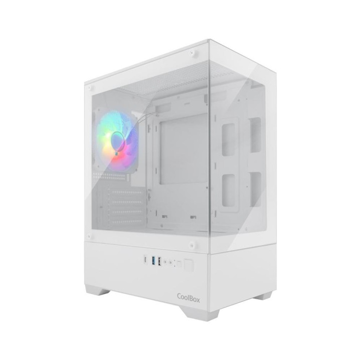 coolbox caja ordenador gaming coolbox gm200 vision lite matx argb cristal templado blanco
