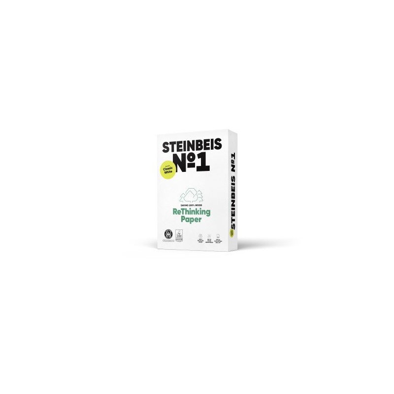 steinbeis paquete 500h papel reciclado 80gr a4 classic white no1 iso70 steinbeis 40002076  pack: 5 u