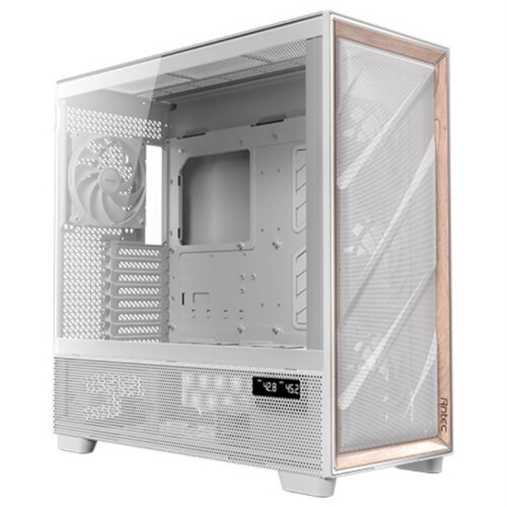 caja antec flux pro euv wood atx 2xusb3.0 sin fuente blanco