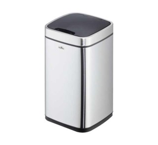 papelera durable c/sensor no touch 12l metal plata