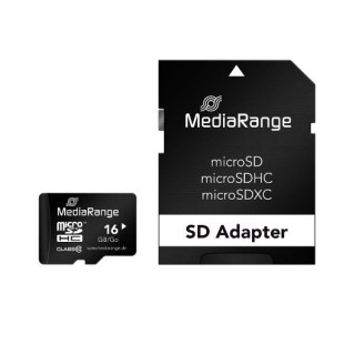 mem micro sdhc 16gb mediarange + adaptador sd lectura 45mbs escritura 10mbs