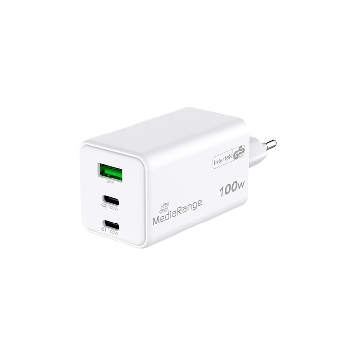 cargador mediarange triple usb-a u usb-c 100w 2xusb-c 1xusb-a carga rapida