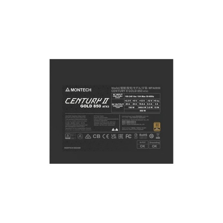 fuente atx 850w montech century ii 80  gold vent 120mm full modular