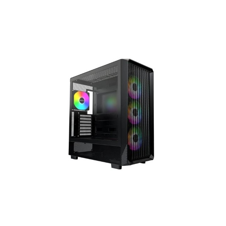 torre atx montech x5 black 4x120mm argb max cpu 165mm  max vga 410mm