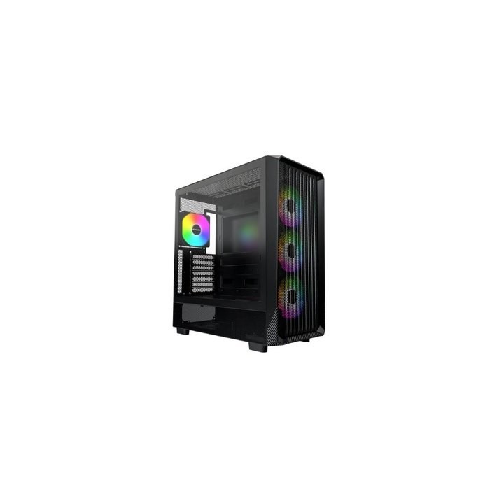 torre atx montech x5 black 4x120mm argb max cpu 165mm  max vga 410mm