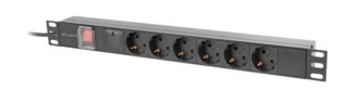 regleta lanberg 1u 16a rack 19 6x socket schuko negro 2m