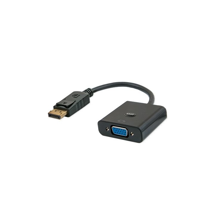 adaptador displayport a vga 0.2m savio m h 1080p negro macho a hembra