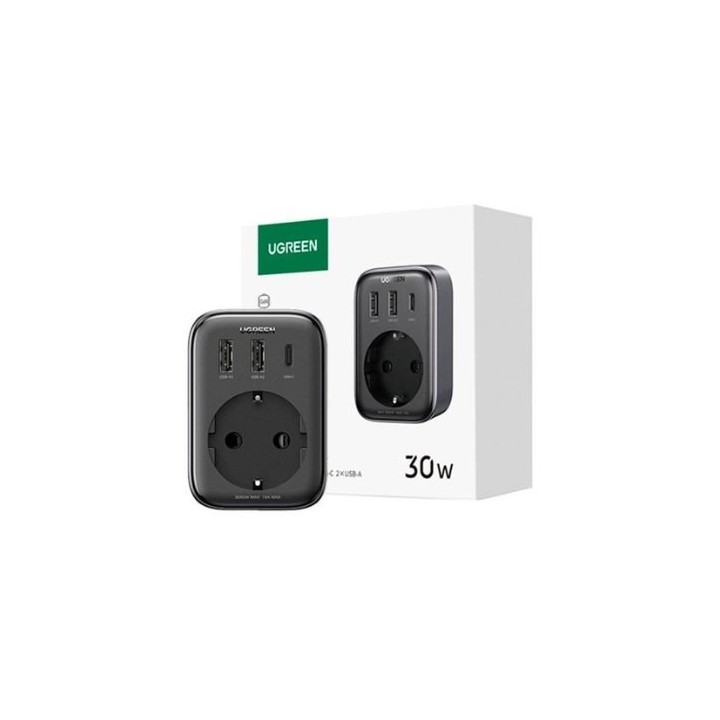 enchufe inteligente ugreen 30w 2xusb-a xusb-c 1ca 100-250v
