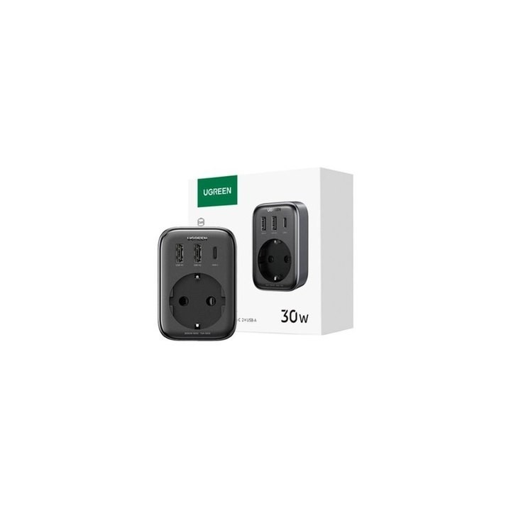 enchufe inteligente ugreen 30w 2xusb-a xusb-c 1ca 100-250v