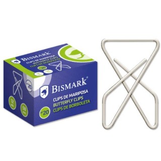 bismark caja 12 clips niquelados de mariposa no 20 bismark 321357