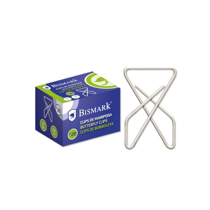 bismark caja 12 clips niquelados de mariposa no 20 bismark 321357