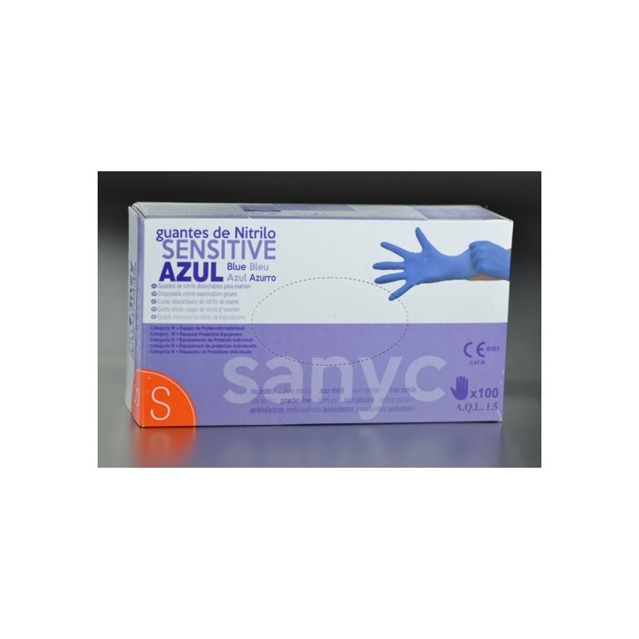 sanicel paquete de 100 guantes nitrilo sensitive s/p  t-p p-100 examen sanicen gu103