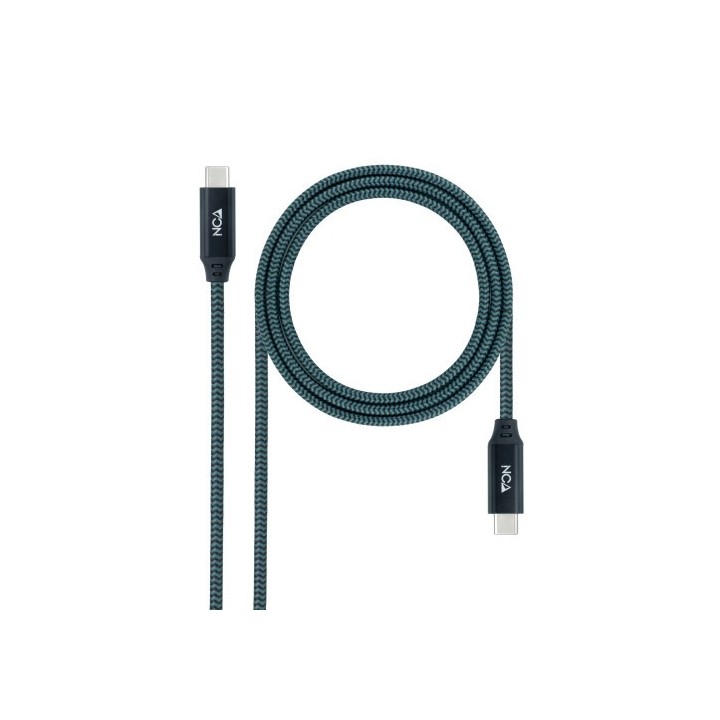 nanocable nanocable cable usb 3.2 gen2x2 20gbps 5a/100w 4k/60hz usb-c/m-usb-c/m, gris/negro, 0.5 m