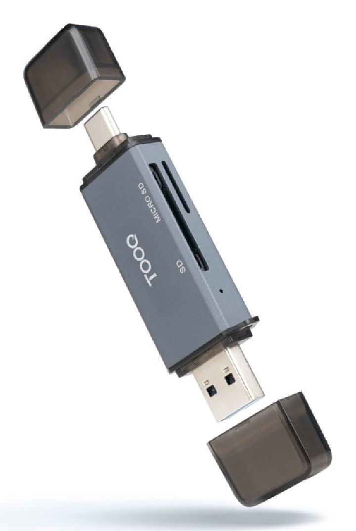 lector tarjetas tooq usb 3.0 (usb-c+usb-a) sd/tf gris