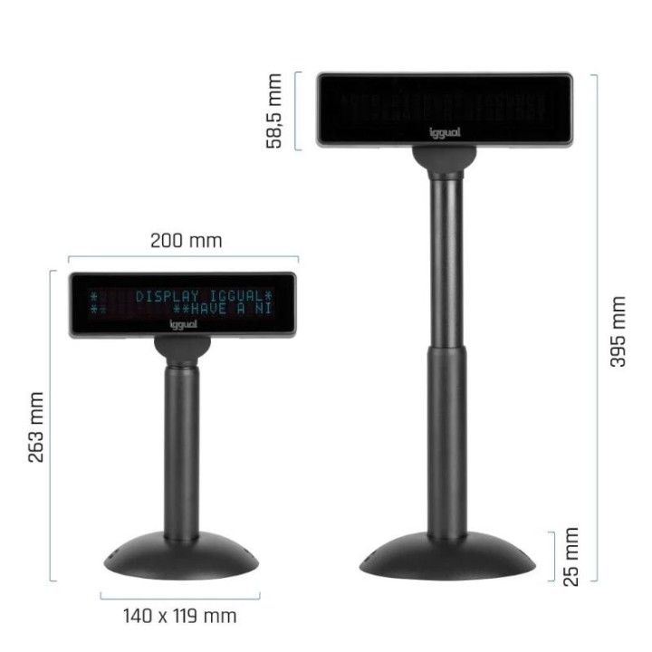 iggual visor tpv regulable usb vfd 7 info display