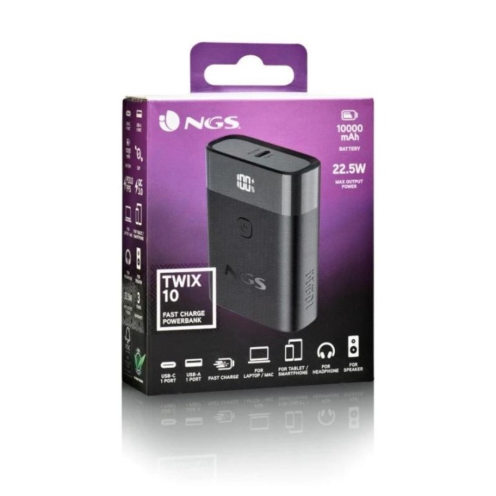 ngs bateria externa portatil carga rapida 22,5w