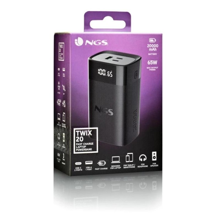 ngs bateria externa portatil carga rapida 65w