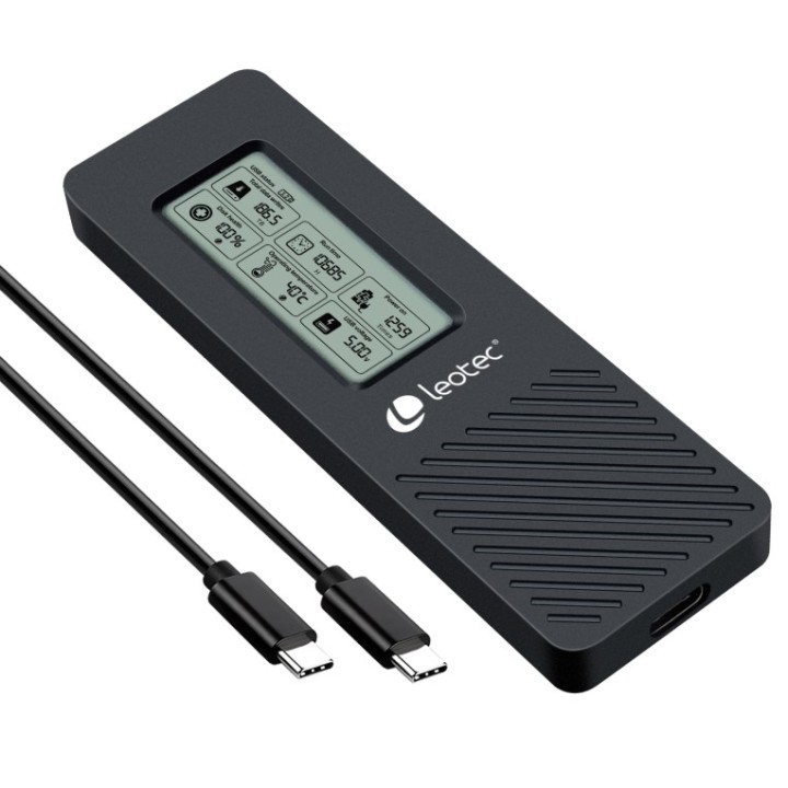 carcasa hdd leotec m.2 nvme con panel lcd