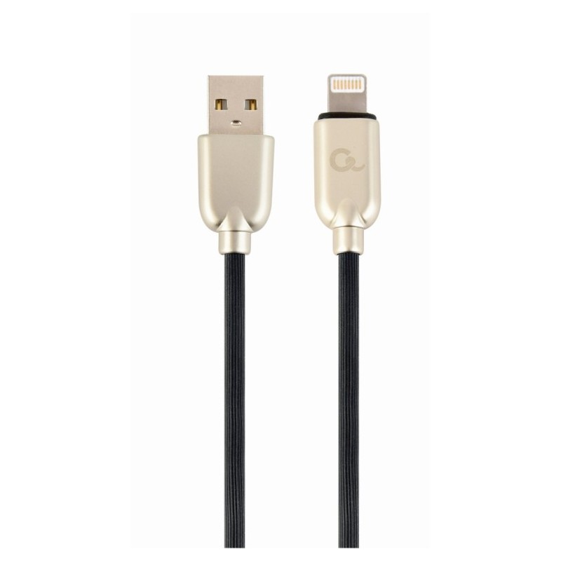 cable de datos y carga gembird 8 pines de caucho premium, 2m, negro