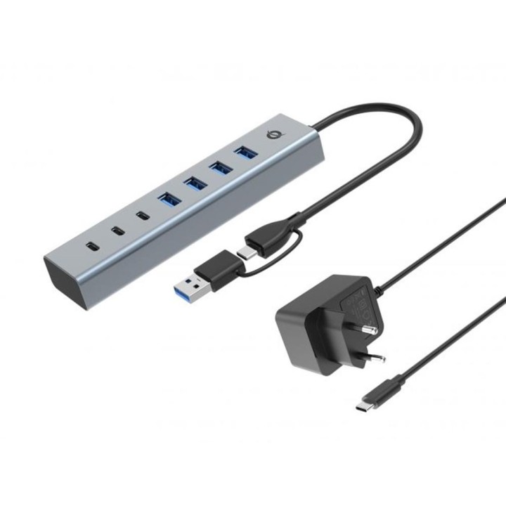 conceptronic hub usb 3.0 conceptronic hubbies20gp 7 puertos usb - c a 3xusb - c 4xusb - a con alimen