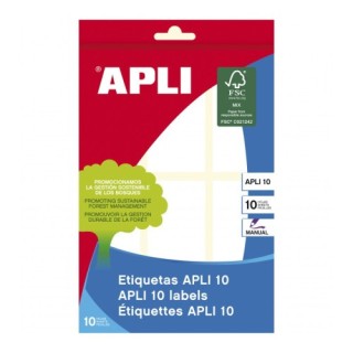 apli pack 10 hojas (60 uds) etiquetas blancas 34x67 apli 1651