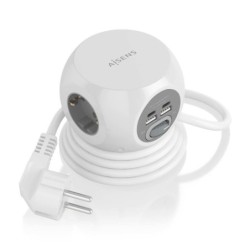 regleta enchufes aisens 3 tomas + 2xusb-c, 2xusb-a 1.4m blanco