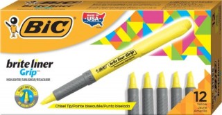 bic marcador fluorescente highlighter grip trazo 1,5-3,3mm. amarillo bic 811935  pack: 12 unidades