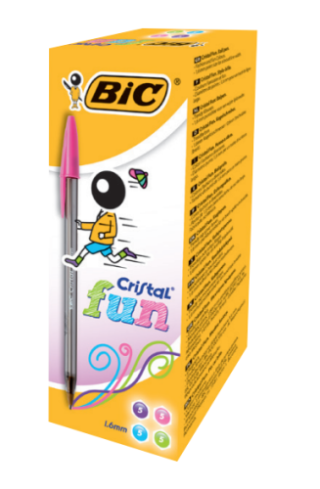bic bic cristal fun rosa boligrafo 20 pieza(s)  pack: 20 unidades