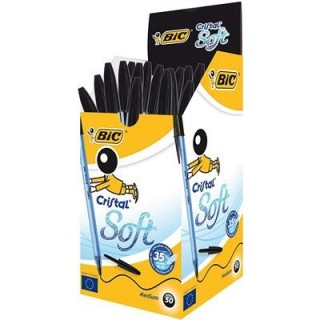 bic boligrafo cristal soft trazo 0,5 mm. color negro bic 951433  pack: 50 unidades