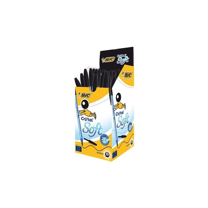 bic boligrafo cristal soft trazo 0,5 mm. color negro bic 951433  pack: 50 unidades