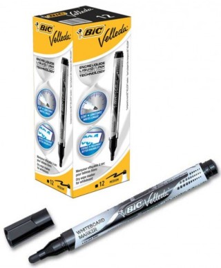 bic marcador para pizarra blanca tinta liquida trazo 2mm. negro velleda 902088  pack: 12 unidades