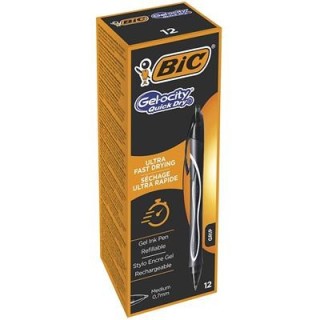 bic boligrafo gelocity quick dry retractil trazo 0,7 mm. color negro bic 949873  pack: 12 unidades