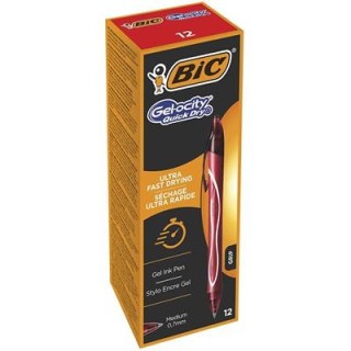 bic boligrafo gelocity quick dry retractil trazo 0,7 mm. color rojo bic 949874  pack: 12 unidades