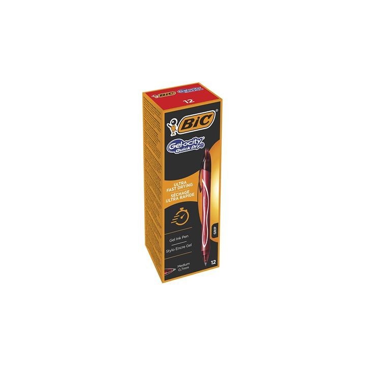 bic boligrafo gelocity quick dry retractil trazo 0,7 mm. color rojo bic 949874  pack: 12 unidades