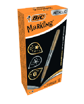 bic marcador marking 1,8mm colores oro y plata metalicos permanente bic 950466  pack: 12 unidades