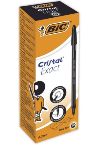 bic bic cristal exact negro boligrafo ultrafino 20 pieza(s)  pack: 20 unidades
