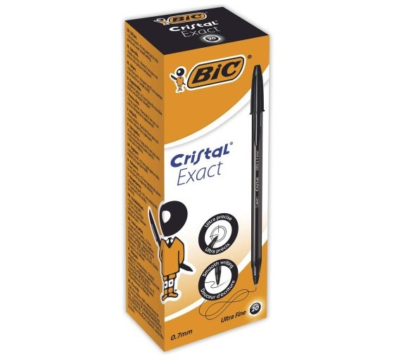 bic bic cristal exact negro boligrafo ultrafino 20 pieza(s)  pack: 20 unidades