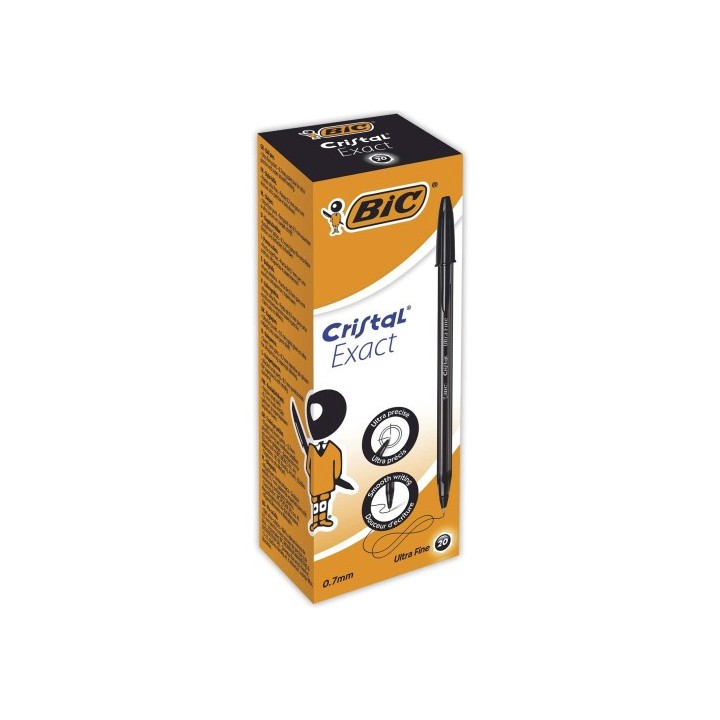 bic bic cristal exact negro boligrafo ultrafino 20 pieza(s)  pack: 20 unidades