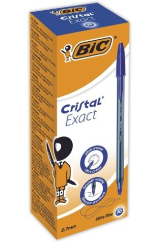 bic bic cristal exact azul boligrafo ultrafino 20 pieza(s)  pack: 20 unidades
