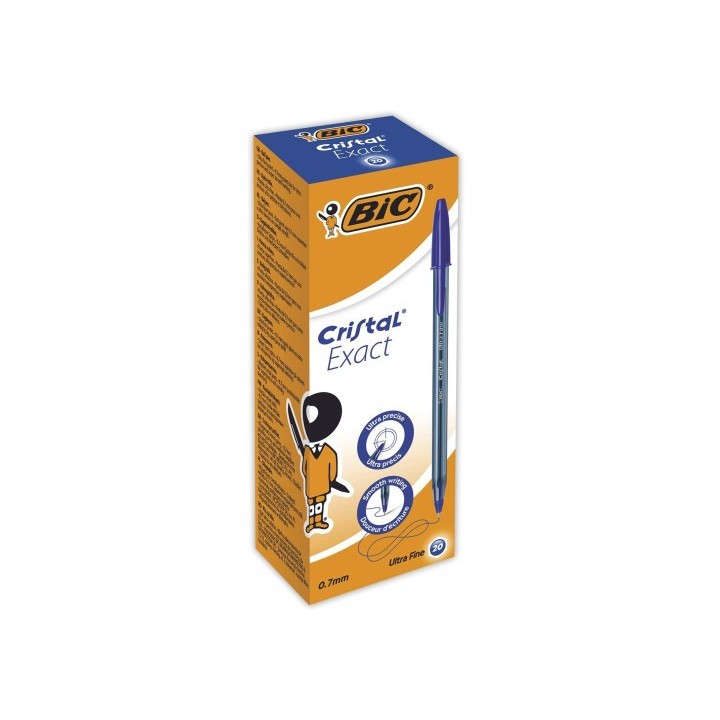 bic bic cristal exact azul boligrafo ultrafino 20 pieza(s)  pack: 20 unidades