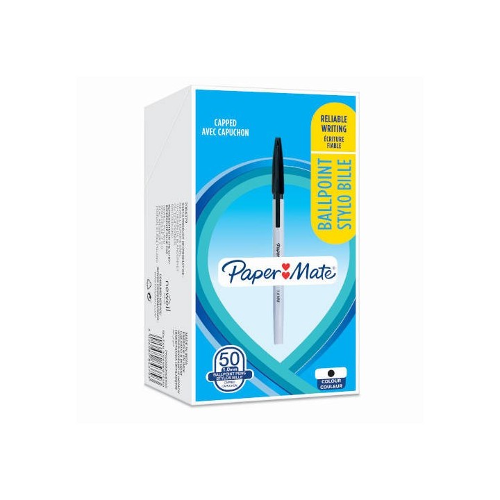 papermate boligrafo 1 mm. color negro pm-045 papermate 2084379  pack: 50 unidades