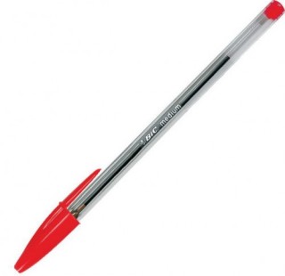 bic boligrafo cristal cuerpo transparente trazo 0,4 mm. color rojo bic 8373619  pack: 50 unidades